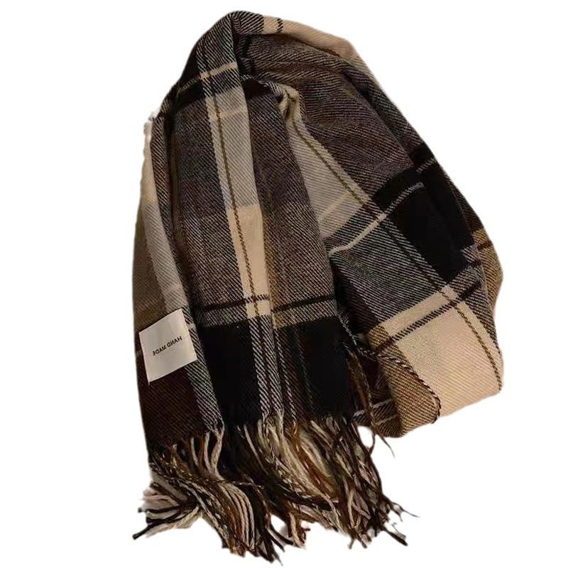 Plaid Collection~ Korean Plaid Fringed Ins Scarf Female Autumn And Winter Students Warm Atmosphere Scarf