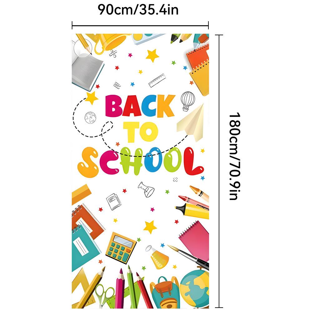 Back To School Banner Welcome Back To School Door Cover Backdrop Polyester Hanging Banner Front Door Porch Sign for First Day