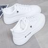 Women Sneakers Fashion Breathble Vulcanized Shoes Women Pu Leather Platform Shoes Women Lace Up Casual Shoes White