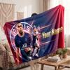 Kylian Mbappe Personalized Fleece Blanket With Football Logo, Custom Name Text Soft Warm Home Throw Blanket