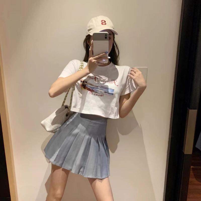 Коричневая юбка, женская летняя одежда, женская высокая талия, Harajuku, черная мини-плиссированная юбка в корейском стиле для школьной формы