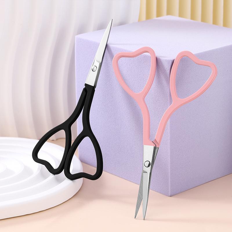 Pink Love Stainless Steel Heart-shaped Eyebrow Trimming Scissors Sharp Pointed Beauty Scissors Flower Thread Scissors
