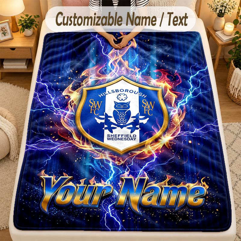 Фланелевое одеяло Sheffield Wednesday FC С индивидуальным текстом имени Персонализированное Мягкое Теплое Плед для дома Подарок