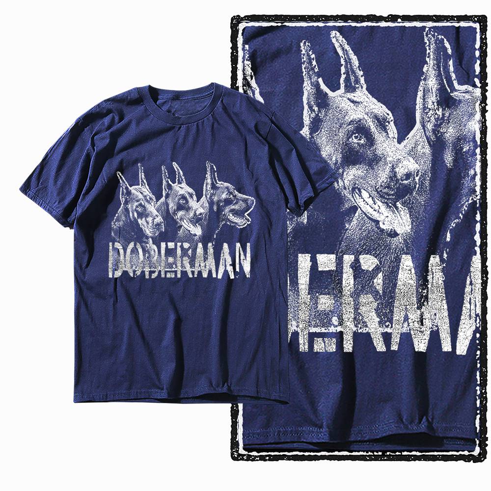 G59 NAVY Big Size 100% Cotton Dog Printed Men's T-shirt | Streetwear Cool Vintage O-neck Men's Tee Tshirt