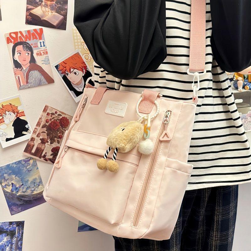 Кремовая сумка-тоут кроссбоди для поездок на работу - Большая вместимость, Универсальная, Сумка на одно плечо для студентов