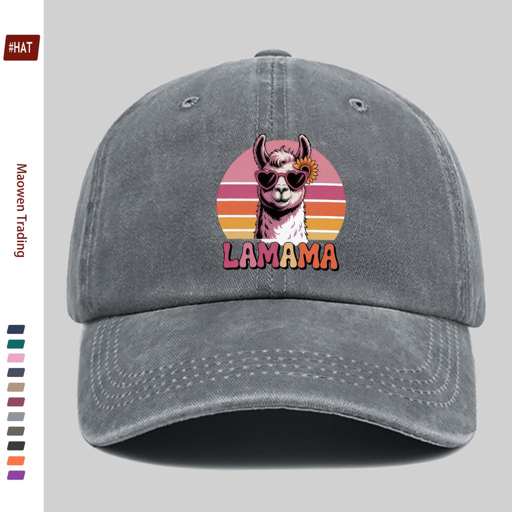 pc LAMAMA Fashion Glasses Alpaca Sunflower Print Baseball Cap Trucker Sun Hat Comfortable Lightweight Papa Hat Mom And Dad Beac