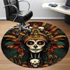 1pc Day of the Dead, Skull Office Round Area Rug, Under Office Chairs Bedroom Living Room Home Decor, Room Deco