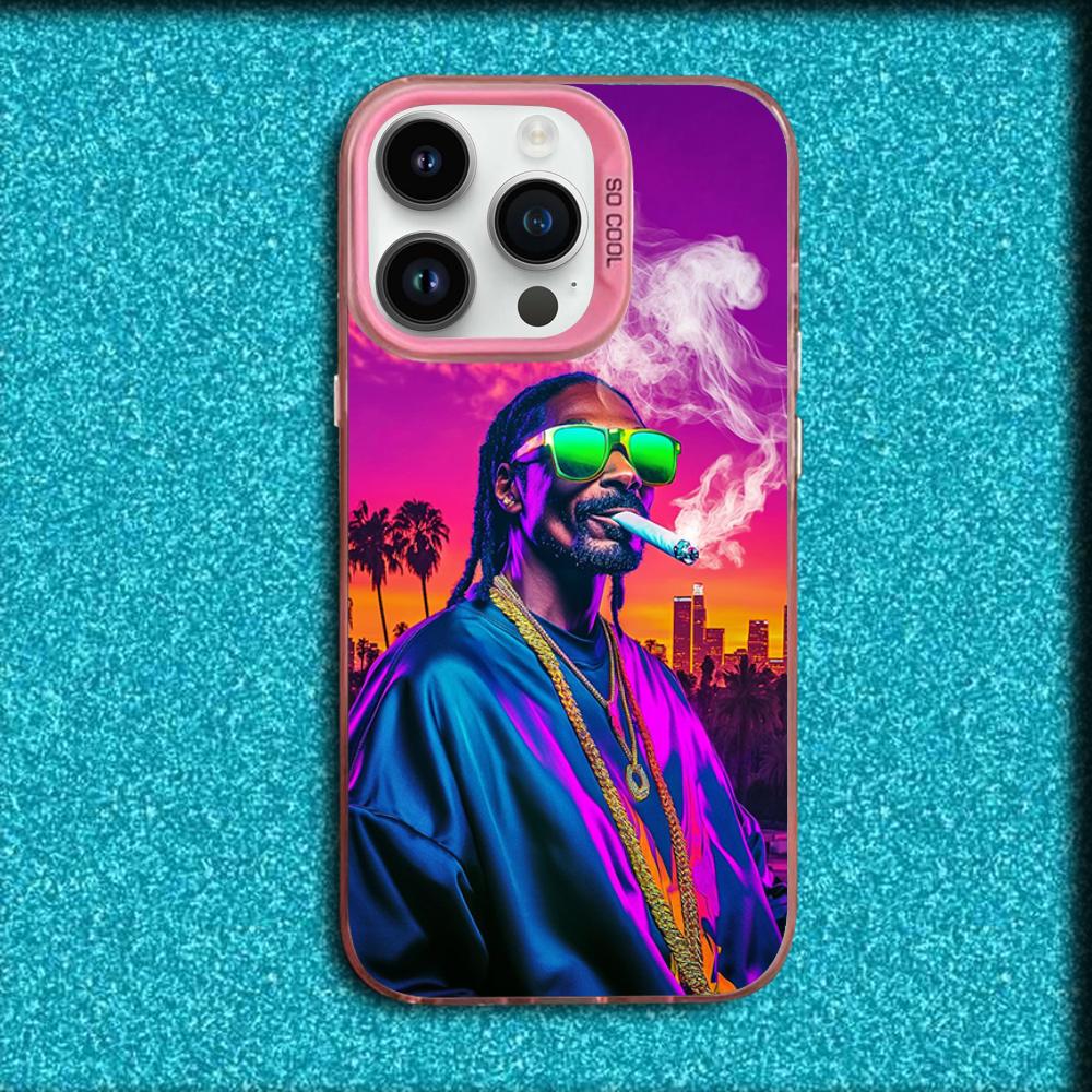 Чехол для телефона рэпера S-Snoop Dogg для iPhone 16,15,14,13,12,11,Mini,Pro,MAX Розовый Матовый Силиконовый Чехол