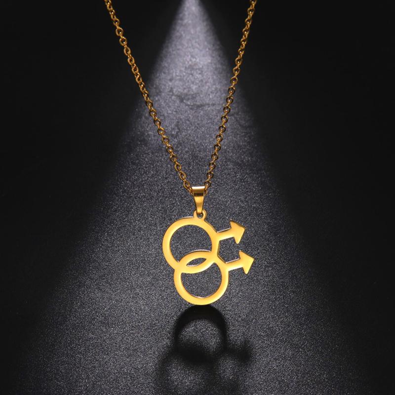 Teamer Gay Pride Necklace For Men Stainless Steel Pendant Man Male Symbol Necklaces Fashion Jewelry Gay Sign Gift Wholesale