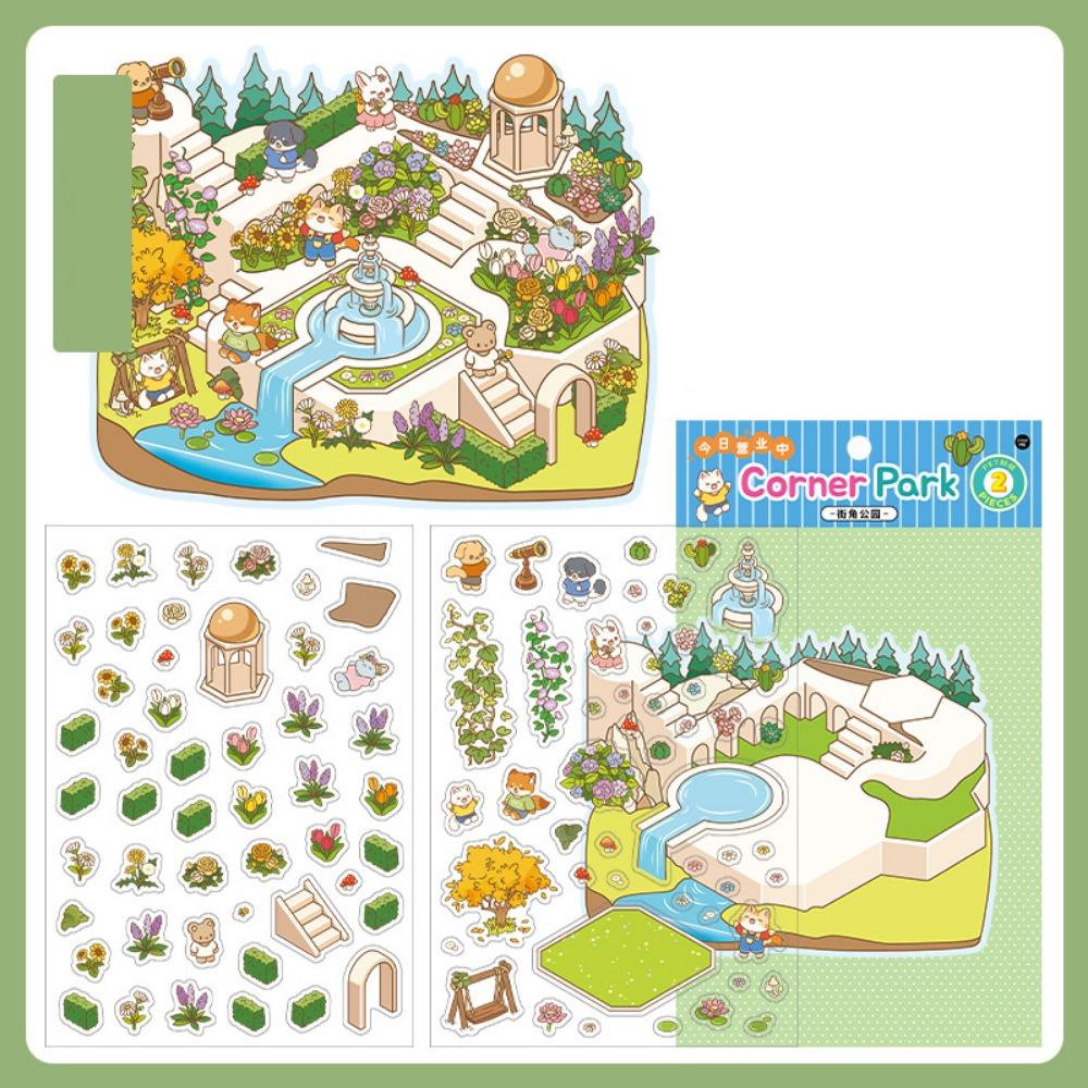 Бумага-наклейка с 3D-пейзажем лесной деревни, многофункциональные наклейки с изображением хижины, игровые наклейки, для любителей карточек