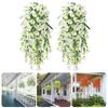 2pcs Artificial Morning Glory and Eucalyptus Hanging Decoration UV Resistant Perfectly for Home Garden Weddings
