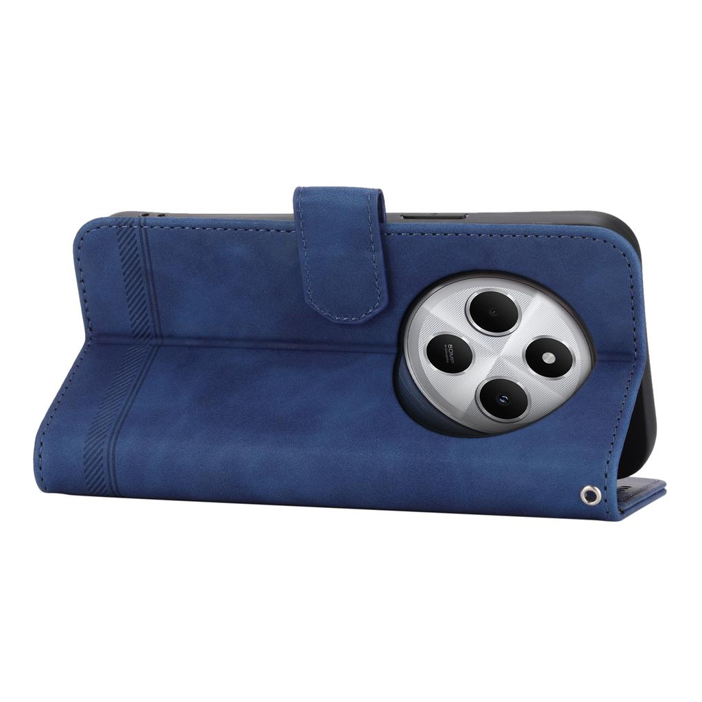 DIERFENG DF-03 Leather Case For Xiaomi Poco C75 4G/Redmi 14R 5G/14C 4G Lines Imprint Wallet Phone Cover