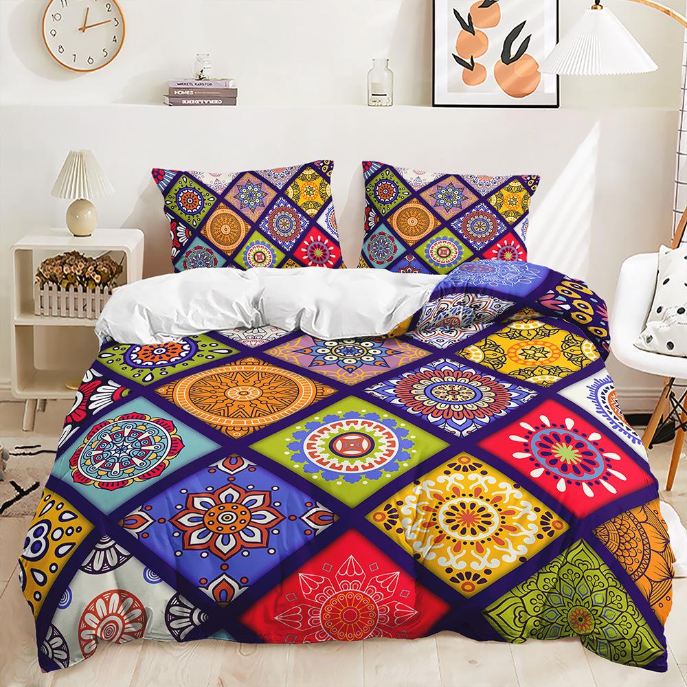 Трехпредметный богемный плед на пододеяльник, двухпредметный комплект постельного белья