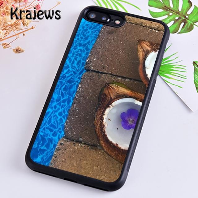 Krajews summer Fruit Coconut on the beach Phone Case Cover For IPhone 18 17 Air 16 15 14 plus 11 12 13 pro max coque Fundas