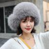 Женские шапки из натурального меха енота, женская шапка из натурального лисьего меха, помпон, шапка-ушанка на зиму, толстые теплые уши, модная шапка-бомбер с помпоном