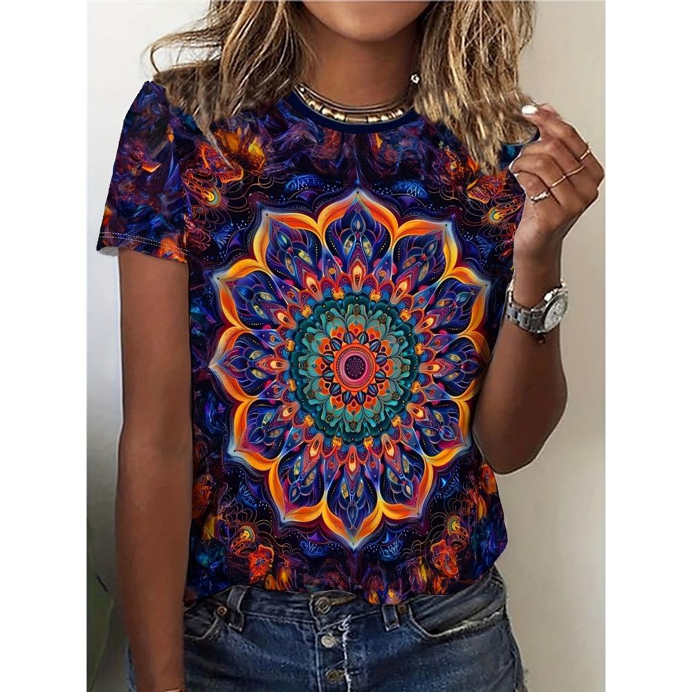 Printed sports T-shirt, fashionable short sleeved round neck casual top