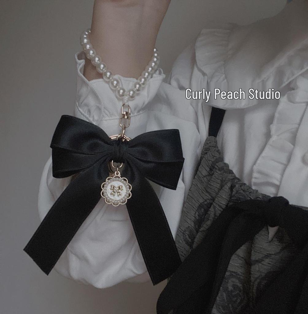 Matte Pearl Bow Keychain Pendant for Girls