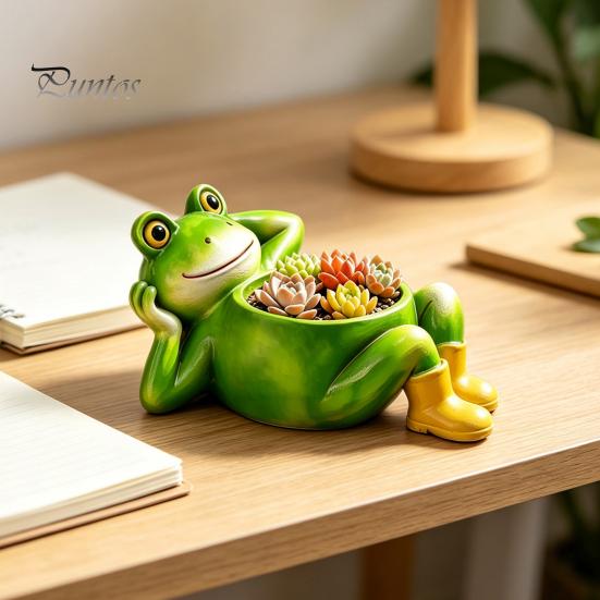 Маленький горшок для суккулентов, комнатный, милый горшок-лягушка, лежащая, декоративный смоляной горшок для растений, забавные контейнеры для посадки растений, контейнер, уличный цветок