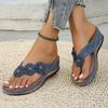 Изысканные женские сандалии-клинья, украшенные цветами, повседневные шлепанцы с перемычкой между пальцами на толстой подошве, удобные летние и весенние сандалии