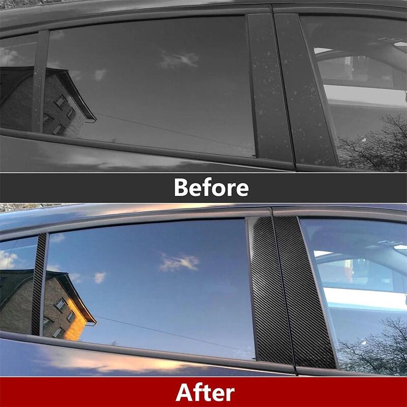 Carbon Window Pillar Post Molding Cover Trim Sticker Fits BMW 3-Series E90 06-12