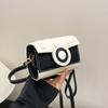 Mini Funny Square Bag PU Contrast Color Crossbody Bag Portable Camera Shoulder Bag  Outdoor