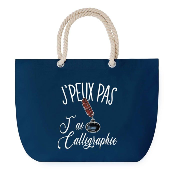 Sac de plage - PLANETEE - J'peux Pas Calligraphie - Grand format - Coton multicolore - Anse corde