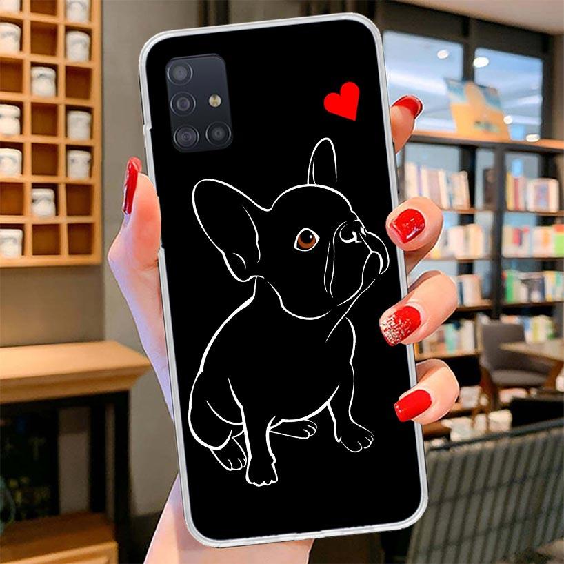 French Bulldog Black White Cover Phone Case For Samsung Galaxy A12 A22 A32 A52 A72 A02S Phone Case Note 20 Ultra 10 S10 Plus A51