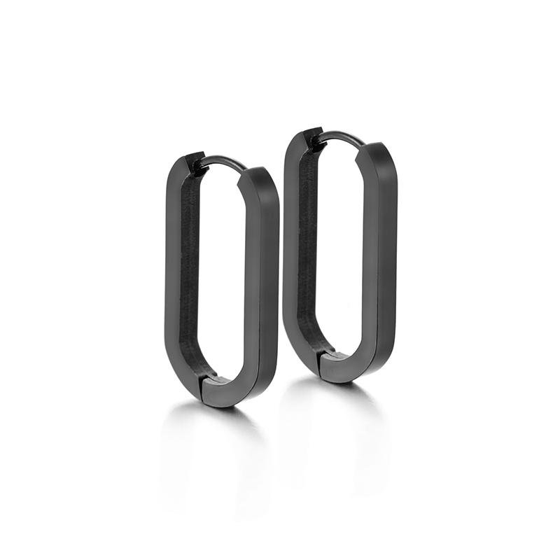 Fashion Stainless Steel Rectangle Hoop Earrings For Women Huggie Geometric Punk Hip Hop Unisex Jewelry Gold Silver Black Color