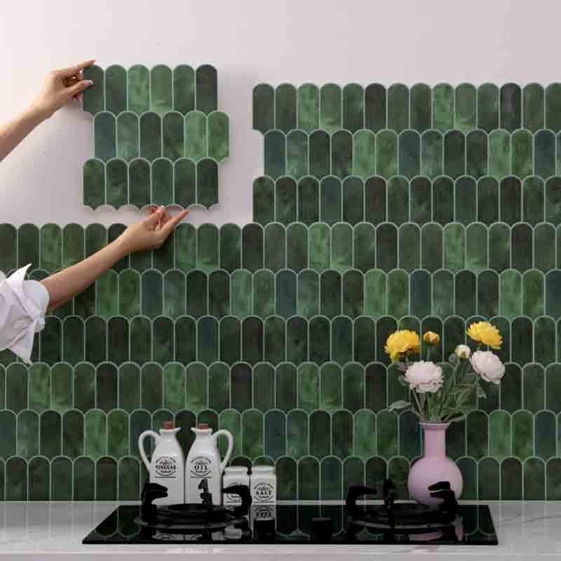 Самоклеящаяся 3D плитка для стен "Рыбья чешуя" ПВХ Наклейка на стену Водонепроницаемая Устойчивая к плесени Фартук для кухни Ванной комнаты 30x30 см
