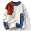 Patchwork Sweater Trend High Street Fashion Autumn and Winter Warm Men's Top Hip-hop Street Clothing