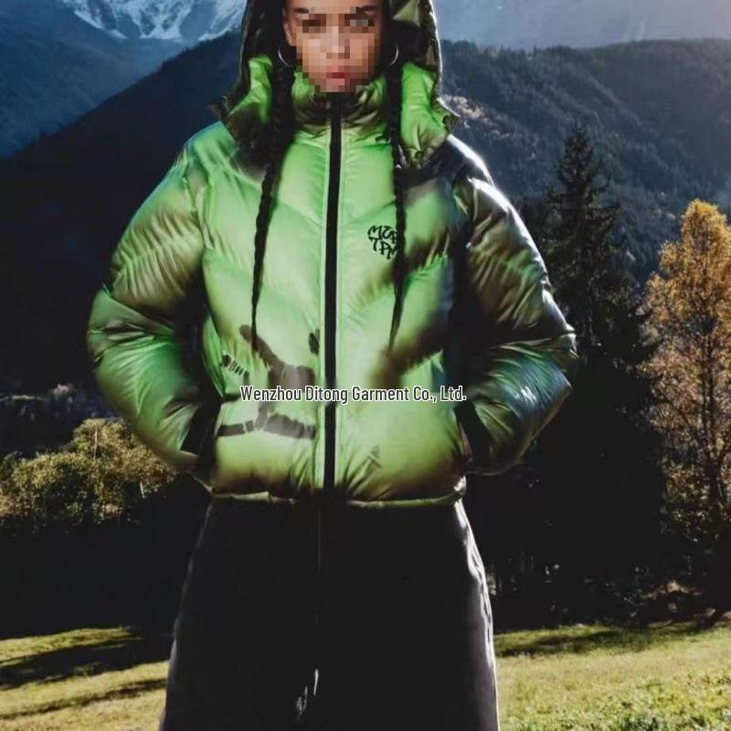 Водонепроницаемая пуховая хлопковая куртка с капюшоном и технологией изменения цвета в зависимости от температуры