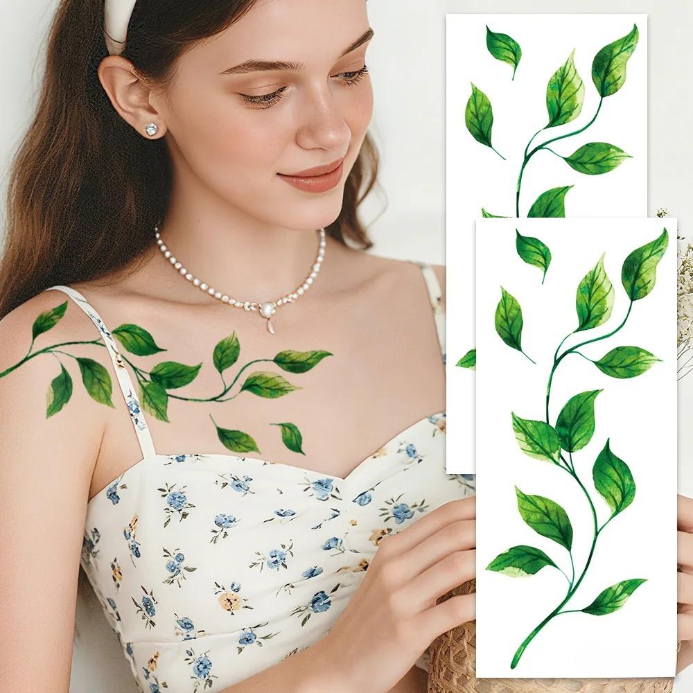 Large Realistic Vine Tattoos 2 Sheets - Waterproof Leaf Body Art Stickers For Women, Party & Events