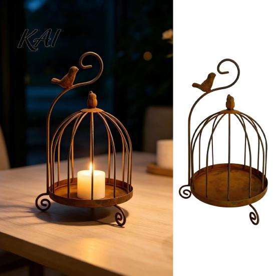 Романтический centerpiece стола Винтажная металлическая клетка для птиц Подсвечник, Фонарь-подсвечник декоративный в деревенском стиле для декора дома Столовой Гостиной