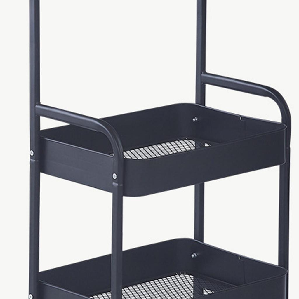 3 Tier Slim Storage Cart Mobile Trolley on Wheel Top Small Table Slide Out Organizer Rolling