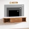 Настенный ТВ-шкаф для телевизоров до 50" с розетками, USB и Type C, выдвижным ящиком и полками, 120x24x22,4 см, Орех