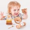 WOODEN TEETHER Musical Instrument Toy Music Enlightenment 4 Piece Set Rattle Wooden Toy Montessori Music Toy Xylophone Castanet Tambourine Rainbow