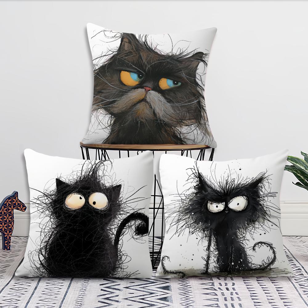 Чехол для подушки Whimsical Cat Art, для дивана, гостиной, спальни, изголовья, спинки, квадратная подушка, наволочка для сна