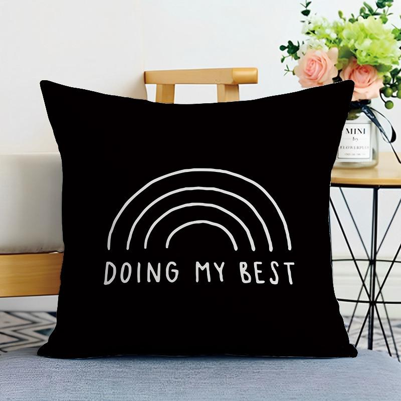 Black And White Ins Style Double-Sided Printed Pillow Cover Short Plush Suitable Living Rooms Bedrooms Sofas Throw Cushion Cover
