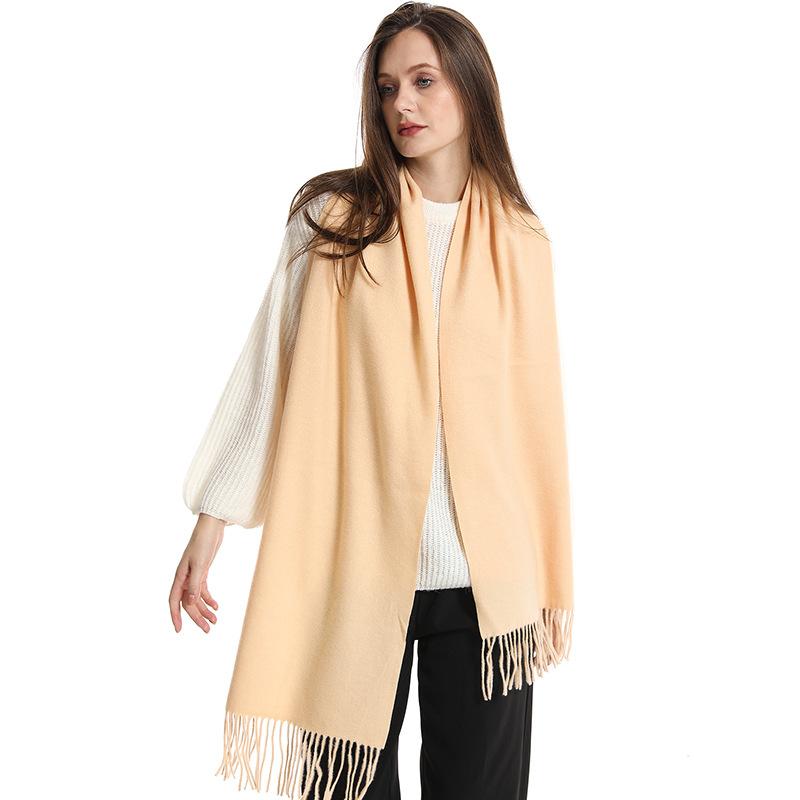 62Color Solid Women Winter Scarf Теплый Утолщенный Кашемировый Шаль Уличная Мода Роскошные Кисточки Пашмина Дамская Накидка Ветрозащитные Шарфы