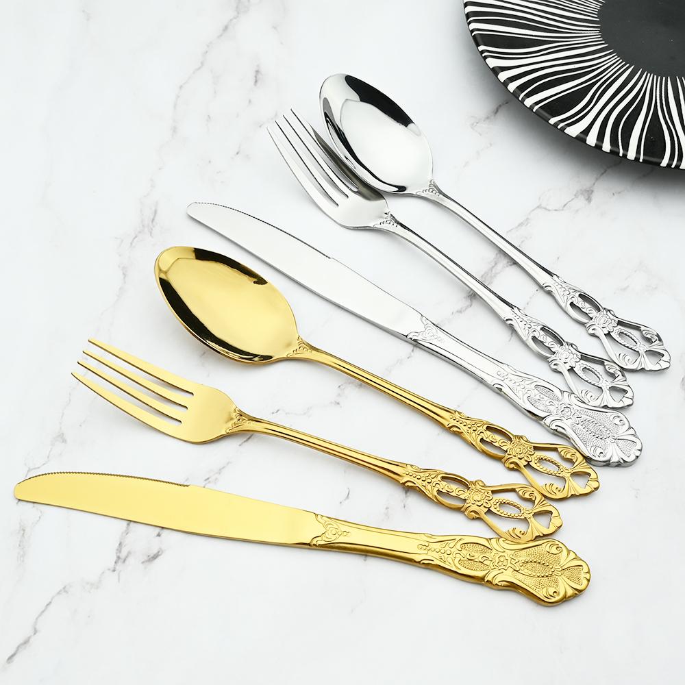 24 шт./6 комплектов королевской посуды, набор из нержавеющей стали, винтажные ложки, вилки, ножи, домашняя кухня, западный ужин, столовое серебро, посуда, подарок