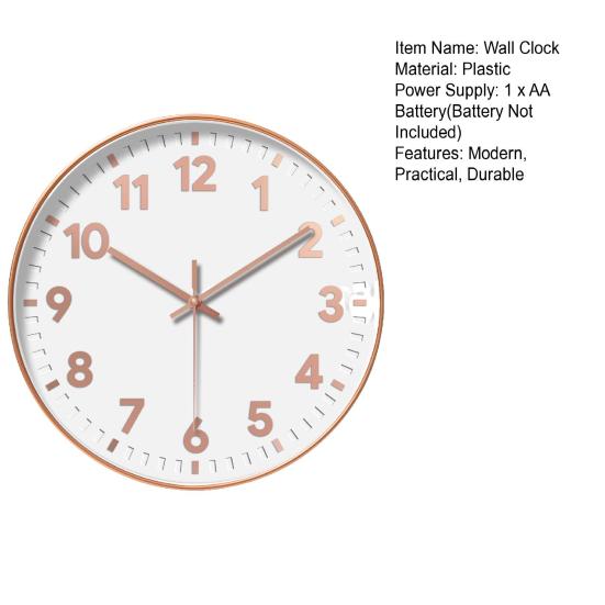 Decorative Wall Clock Clear Display Battery Operated Modern Non-Ticking Silent Operation Wall Clock