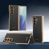 Защита шарнира Электроplated Рамка Кожаный Чехол для Samsung Galaxy Z Fold 8 Ultra 7 6 5 4 3 Полное Покрытие с Защитой Экрана