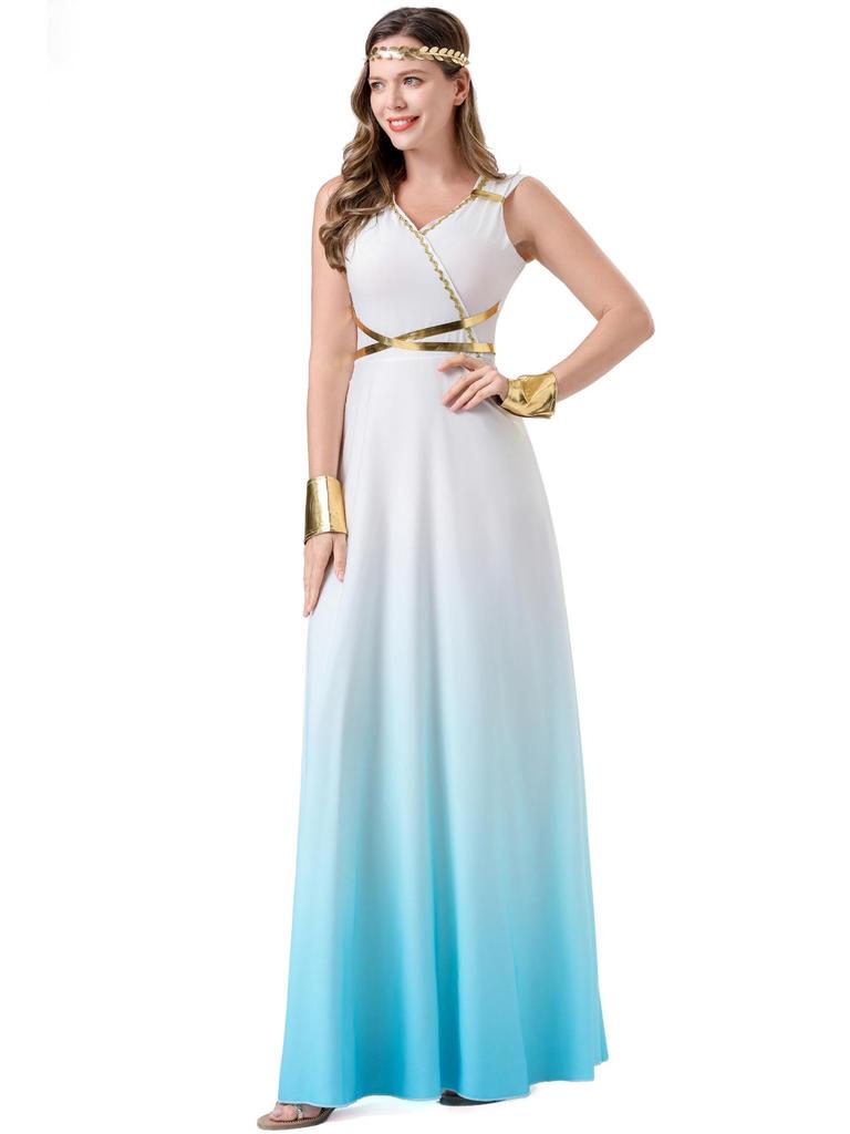 Greek Goddess Halloween Costume - Cosplay Masquerade Party Dress for Stage Performance