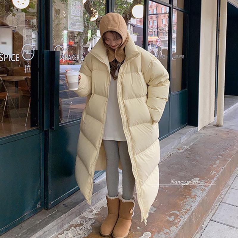 2023 Новые зимние толстые теплые длинные пуховики женские свободные воротник-стойка шарф-пуховик свободные хлопчатобумажные утолщенные куртки-хлебки пальто модные женские парки