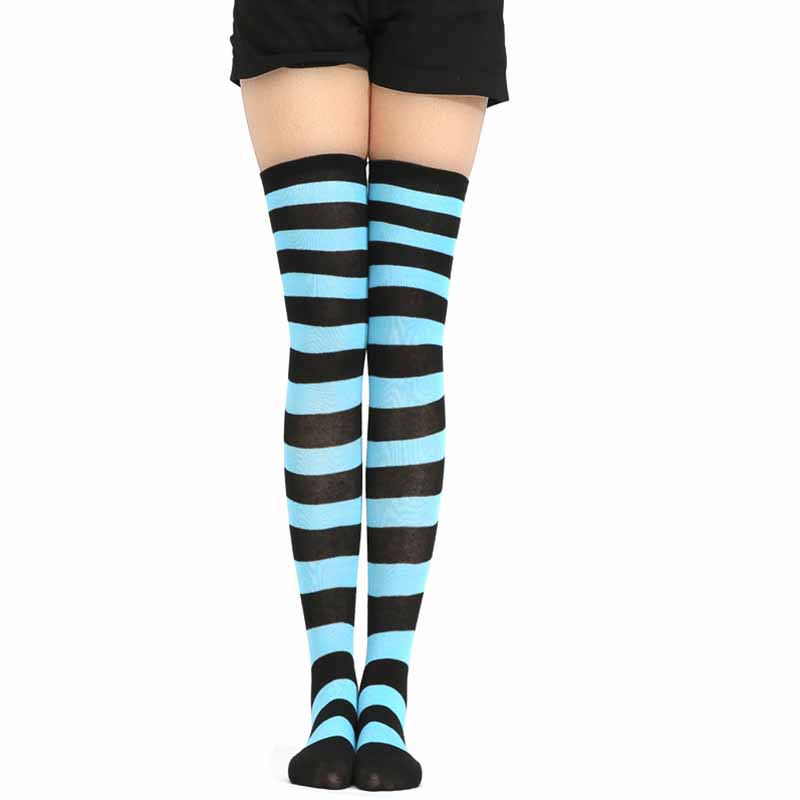 1Pair Cotton High Quanlity Cosplay Over Knee Overknee Women Stockings Thigh High Long Popular Striped Cute Sweet Girls Socks Unique