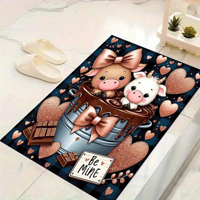 1pc Coffee Calf Print, Design Indoor Area Rug - Soft, Anti-Slip, and Durable Gaming Room Decor for Bedroom