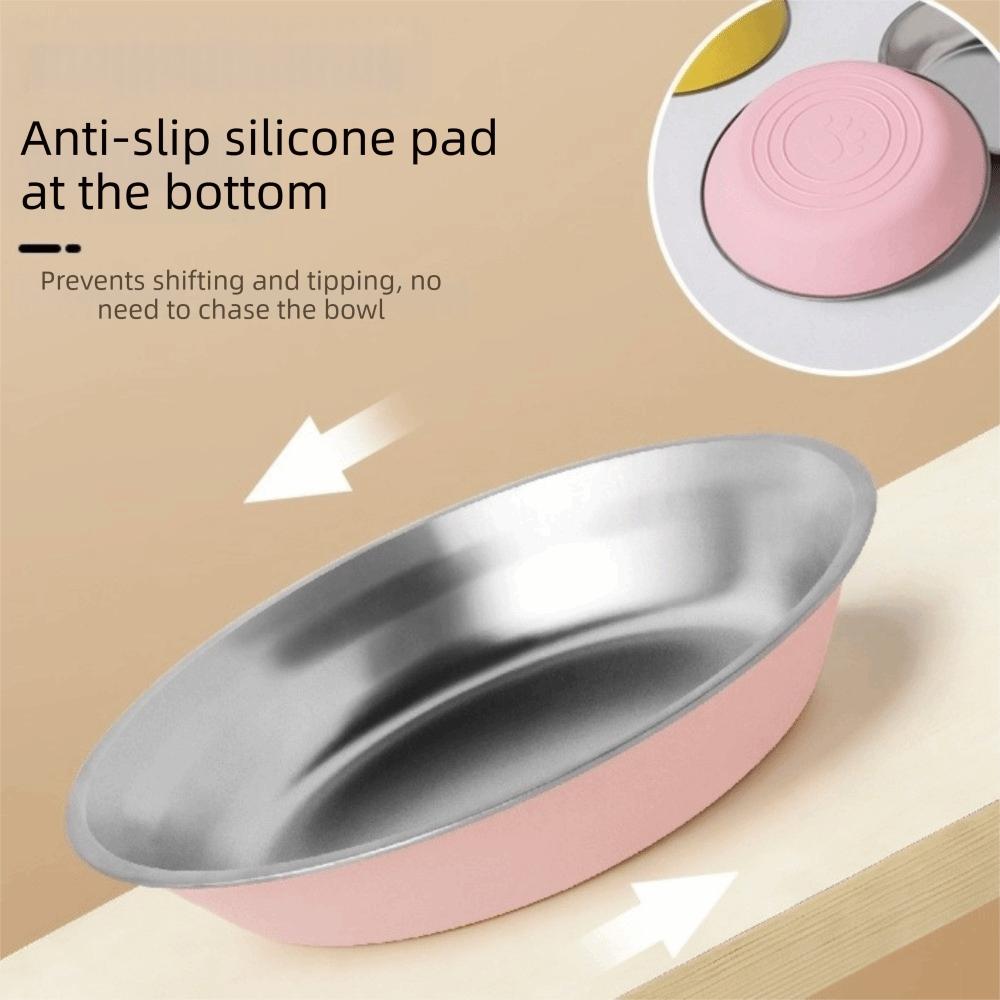 Wide Mouth Cat Food Bowls Anti-Tip Dog Food Dish Stainless Steel Dog Bowl Pet Drinking Feeding