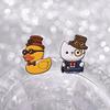 Steampunk Enamel Pins Fun Cute Cat Duck Brooches Lapel Badges Cartoon Cool Animal Jewelry Gift for Kids Friends