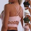 Women‘s Hollow Out Sports Bras Cross Straps Cotton Striped Fitness Top Yoga Bra Crop Top Push Up Running Bra Gym Workout Top