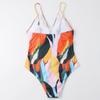 Plus Size Tummy Control Geometric Print High-Waisted One-Piece Swimsuit for Women